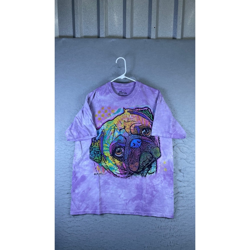 The Mountain T-Shirt Mens Large Purple Excellent Dean Russo Pug Tie Dye Tee